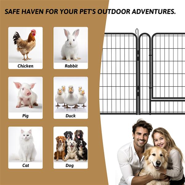 16 Pieces Of Heavy-duty Metal Pet Sports Fence