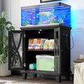 20-gallon Aquarium Rack With 4 AC Outlets And 2 USB Outlets, Farmhouse-style Decorative Aquarium Rack Furniture With Adjustable Shelves 10-20 Gallon Reptile And Turtle Rack With Cabinet Storage Space
