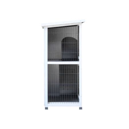Rabbit Hutch Outdoor, 2-Story Rabbit Cage Indoor With Run, Bunny Cage With 2 Removable No-Leak Trays, Pet Cages With Non-Slip Ramp, Waterproof Roof, Fence, For Small Animals