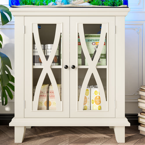 20-gallon Aquarium Rack With 4 AC Outlets And 2 USB Ports, Farmhouse-style Decorative Aquarium Rack Furniture With Adjustable Shelves 10-20 Gallon Reptile And Turtle Rack With Storage Cabinet, Beige.